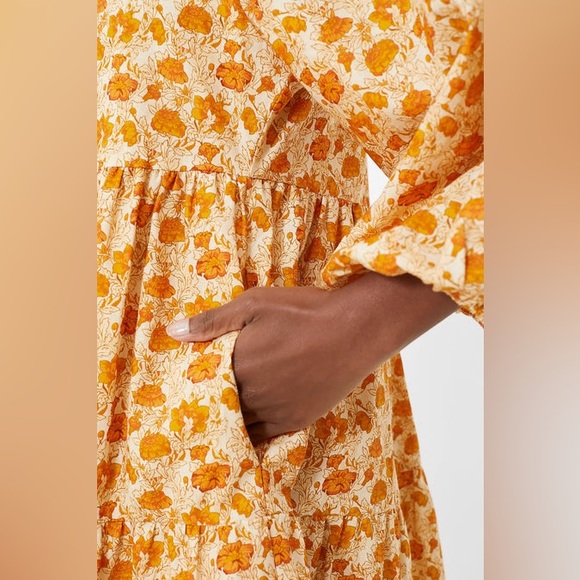 Hyacinth House Burnt Orange Floral Brynn Mini Dress Sz XL Cotton blend tnuck - Picture 13 of 16